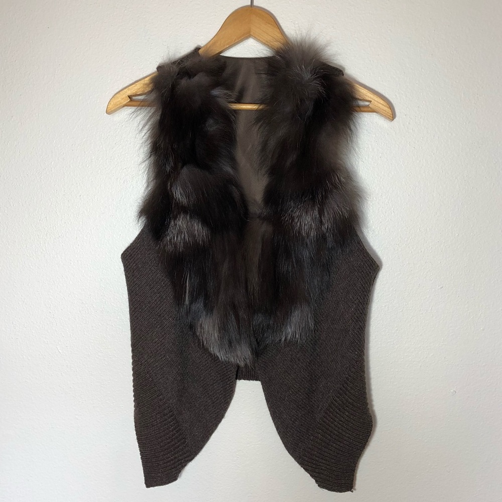Fur Trimmed Wool Vest